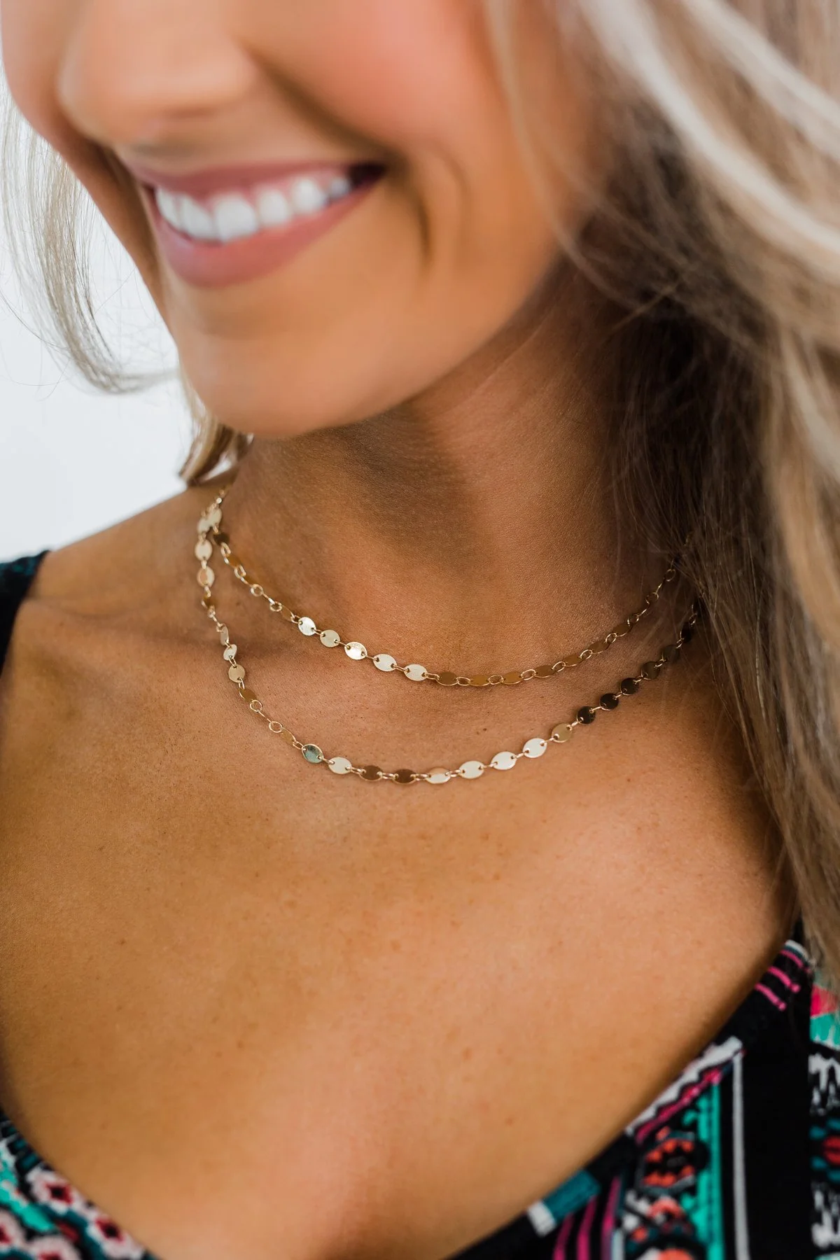 2 Tier Oval Necklace- Gold - Image 2