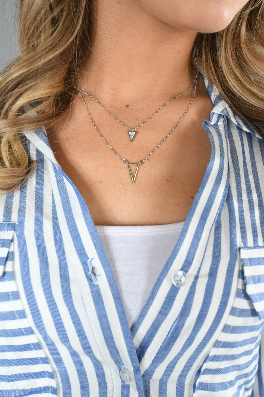 2 Tier Silver Necklace - Image 2