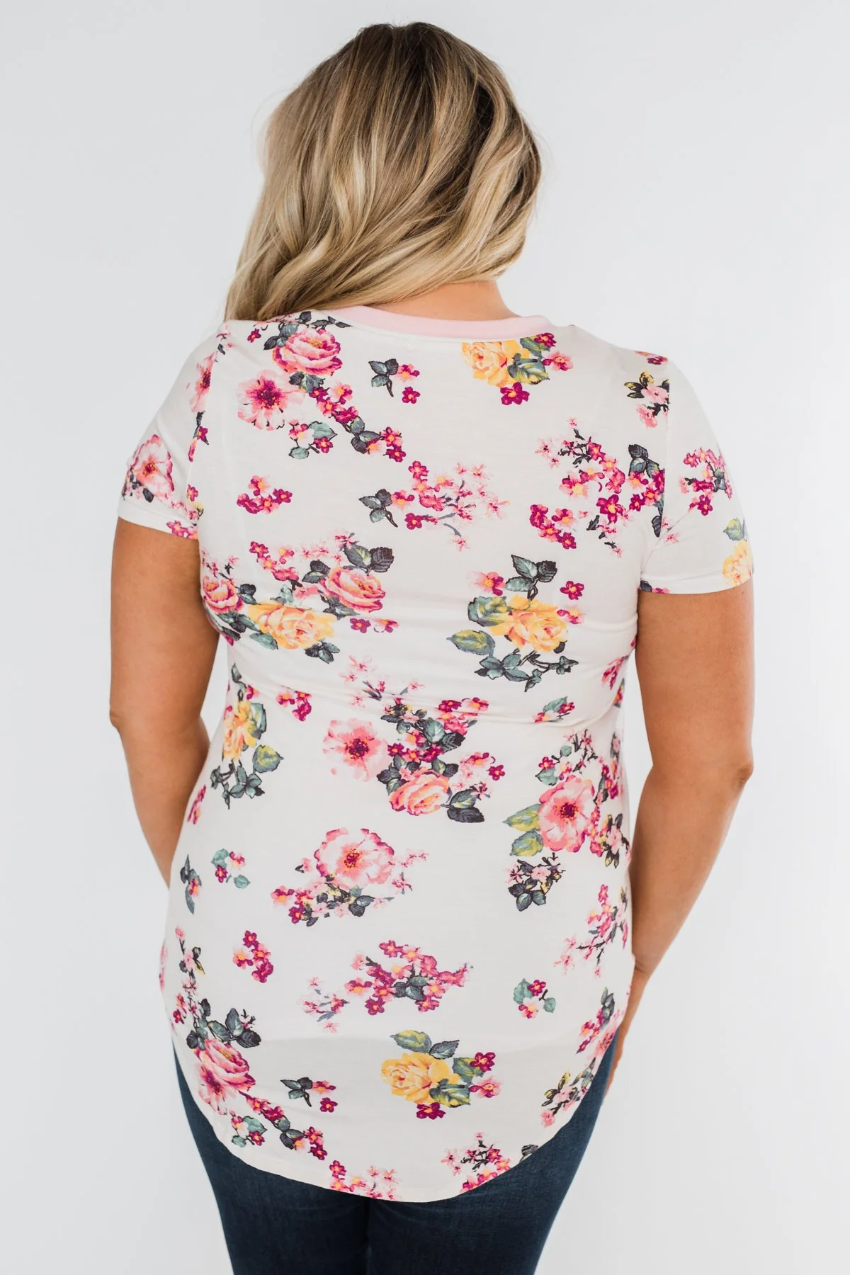 *2nds* Floral & Striped Pocket Top- Blush - Image 15
