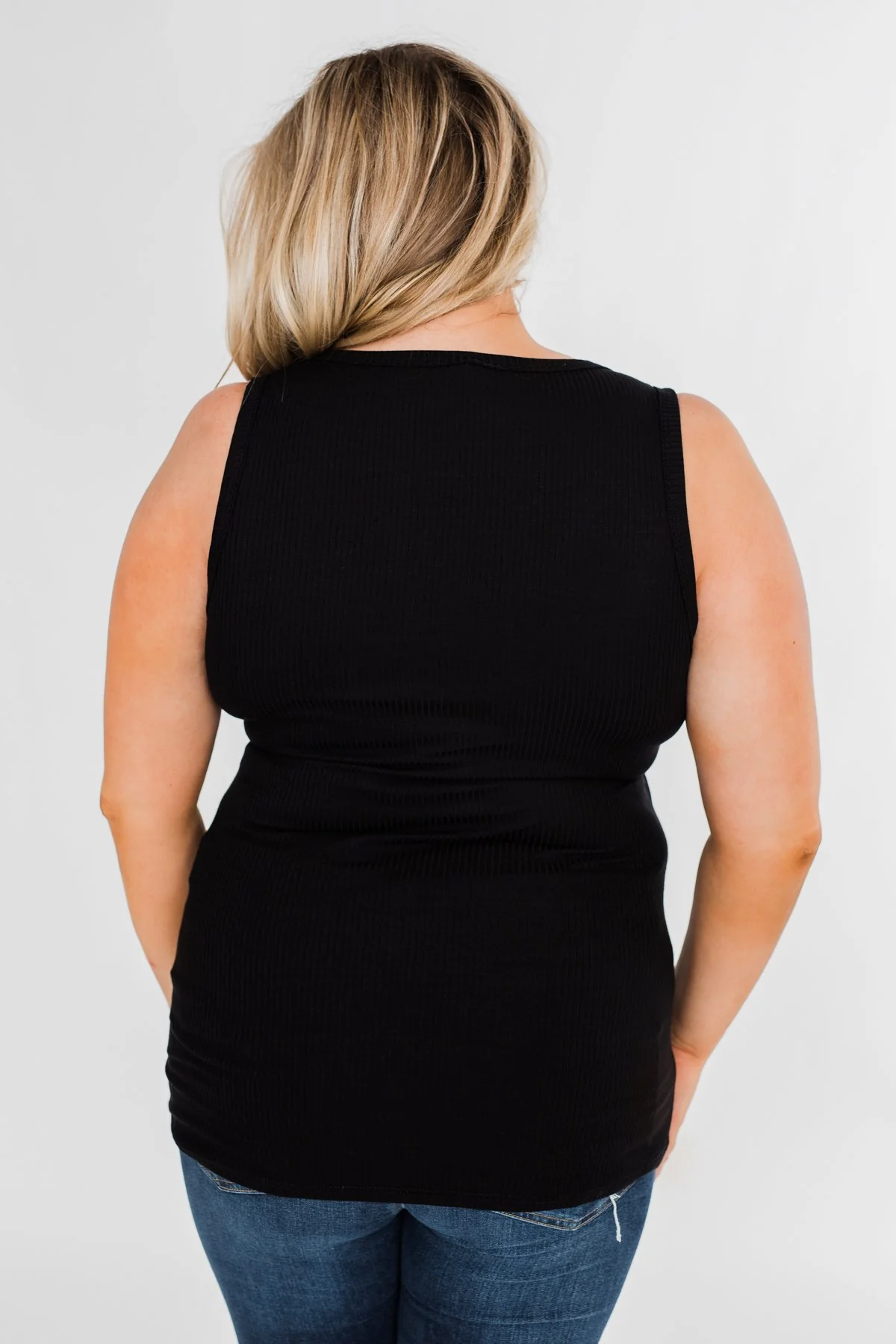 5-Button Henley Tank Top- Black - Image 14