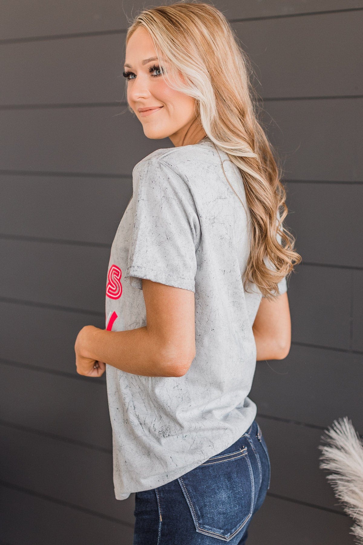 "80's Baby" Mineral Wash Graphic Tee- Grey - Image 5