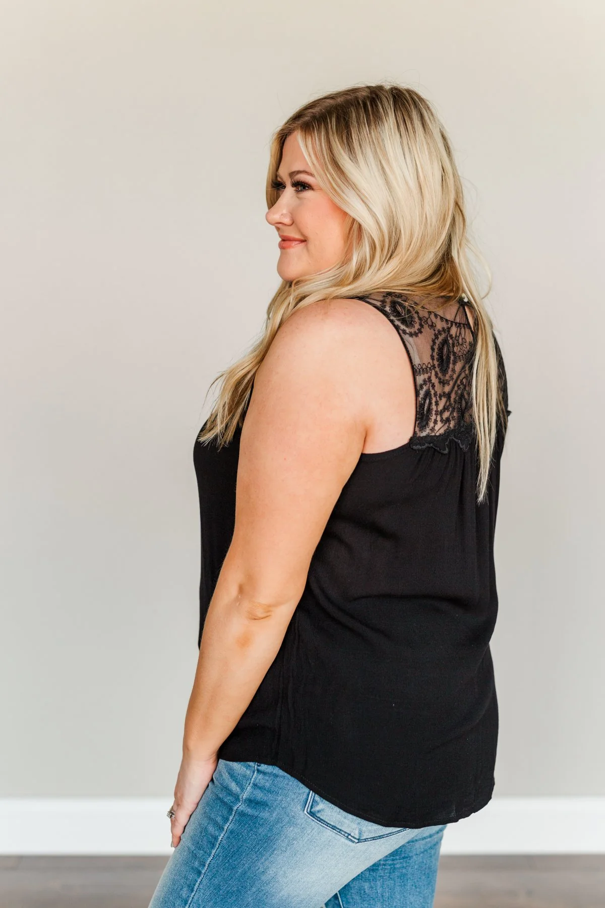 A Beautiful Life Lace Tank Top- Black - Image 11