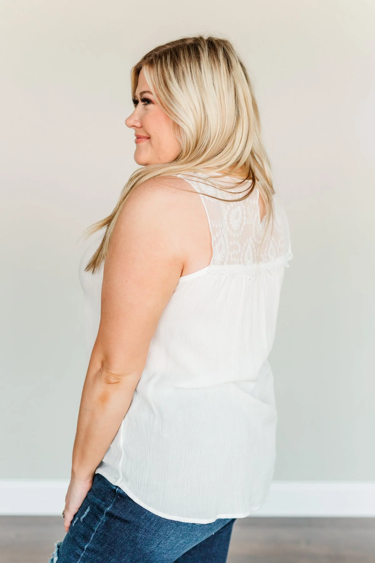 A Beautiful Life Lace Tank Top- Off-White - Image 10