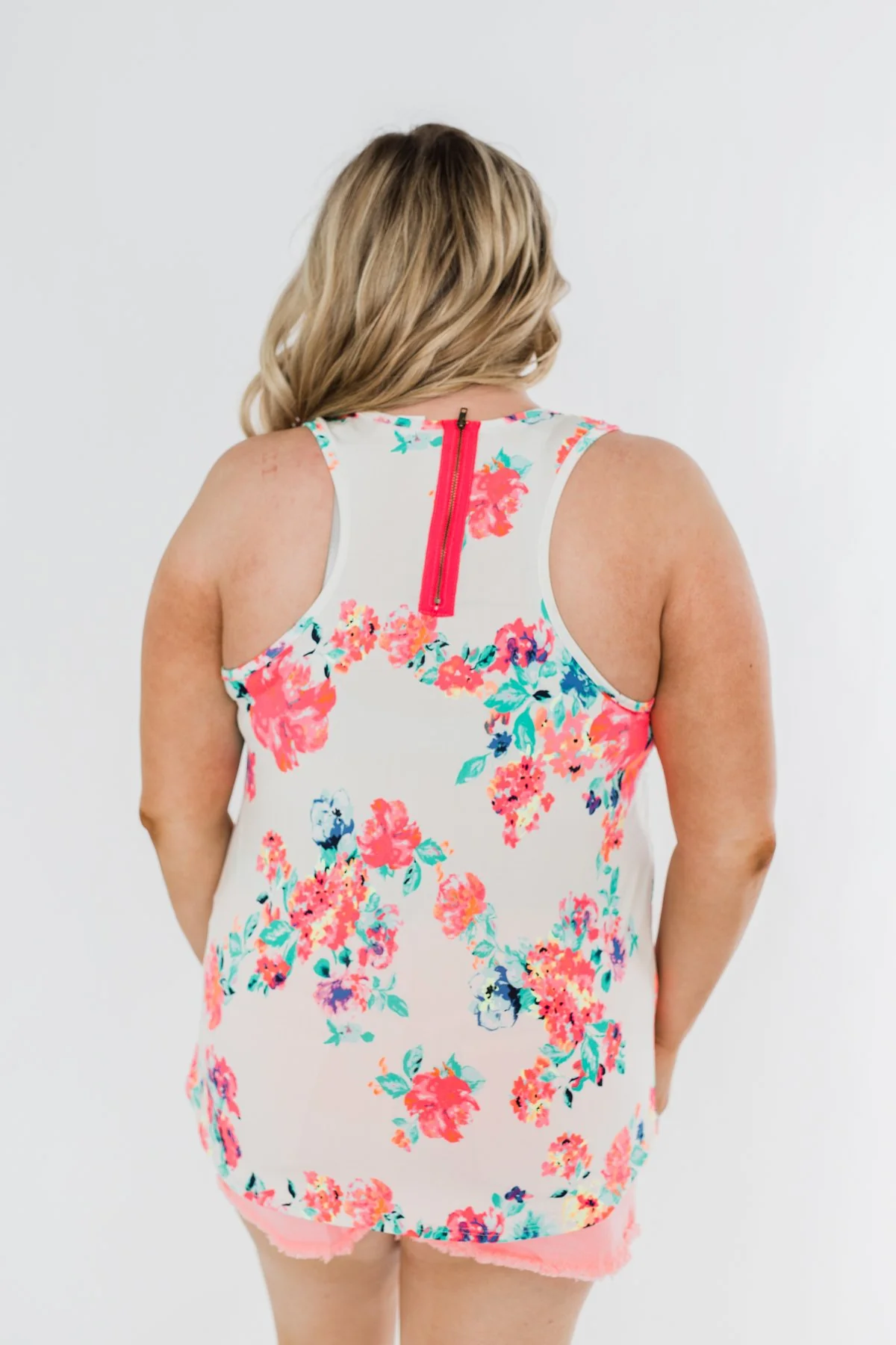 A Bright Floral Summer Tank- Ivory - Image 14