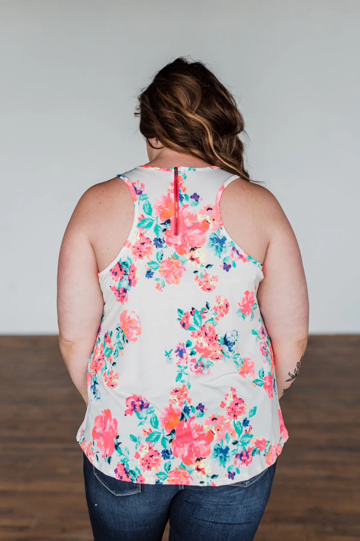 A Bright Floral Summer Tank- Ivory - Image 16