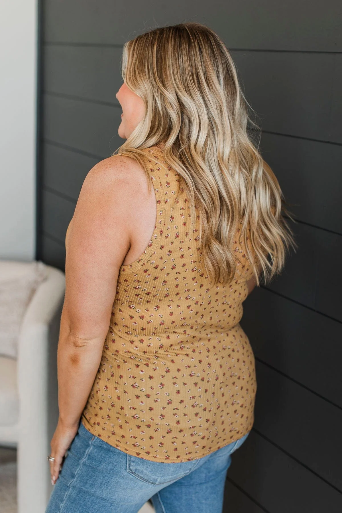 A Chance At Love Floral Tank Top- Mustard - Image 6