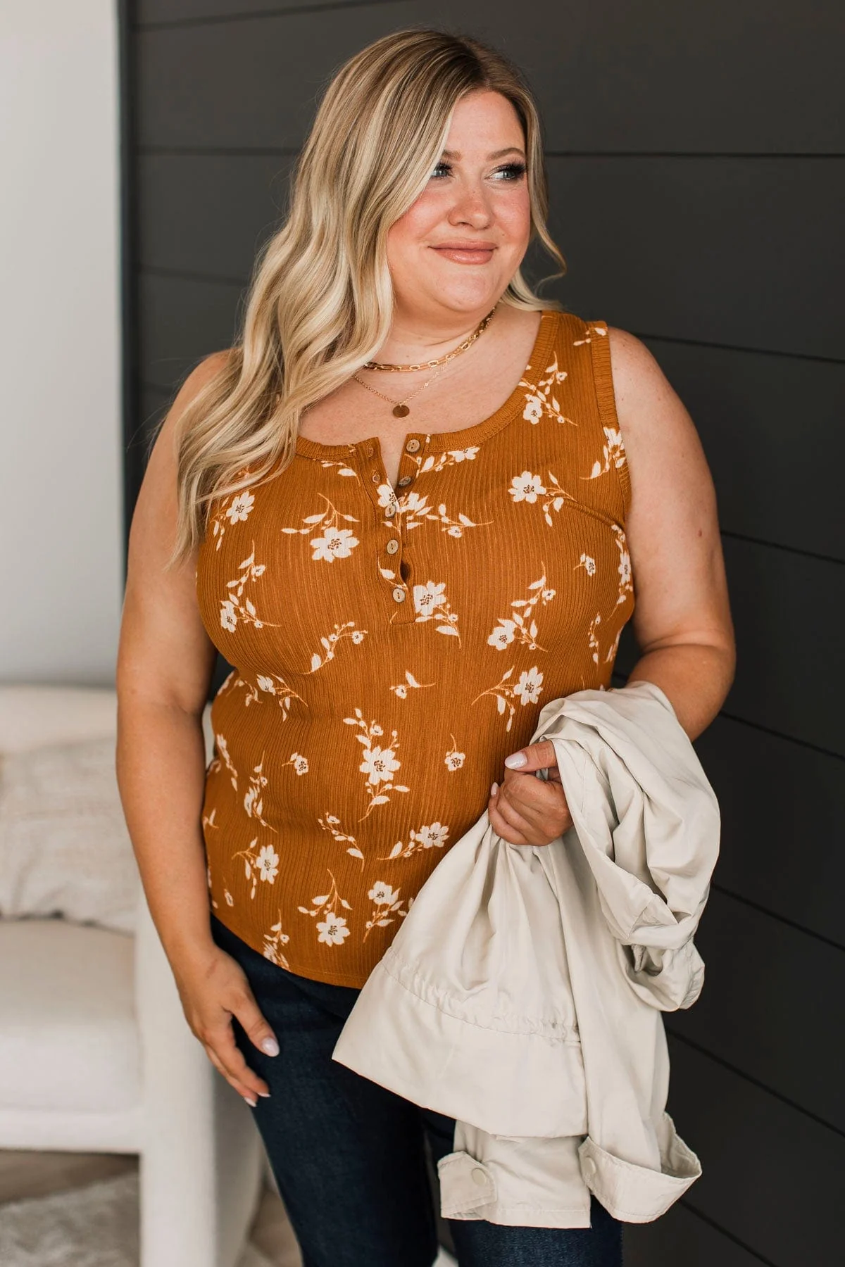 A Chance At Love Floral Tank Top- Rust - Image 4