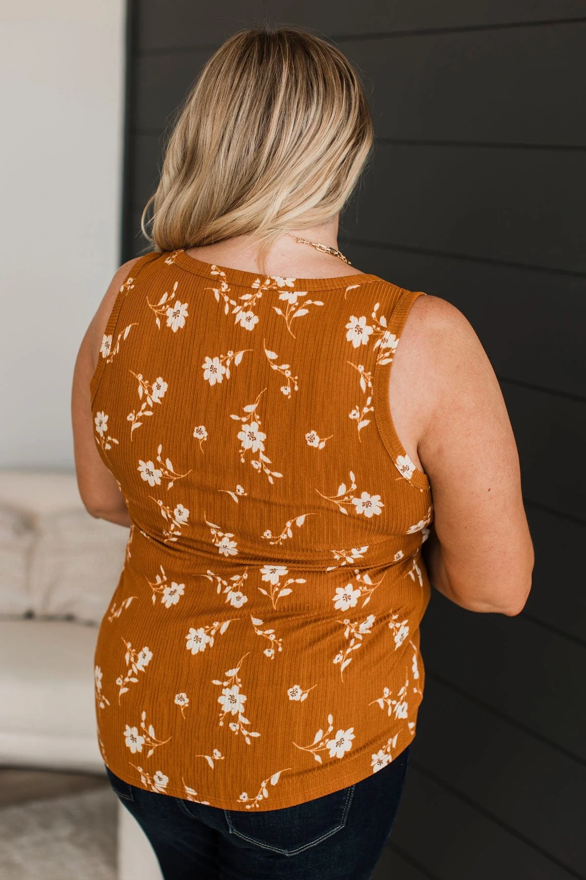 A Chance At Love Floral Tank Top- Rust - Image 8