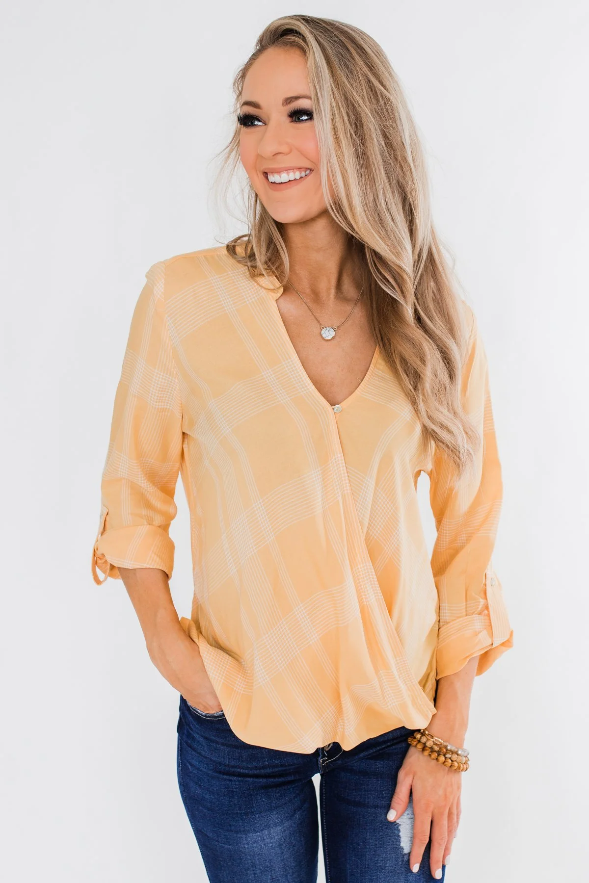 A Day In The Sun Light Flannel Blouse- Yellow - Image 3