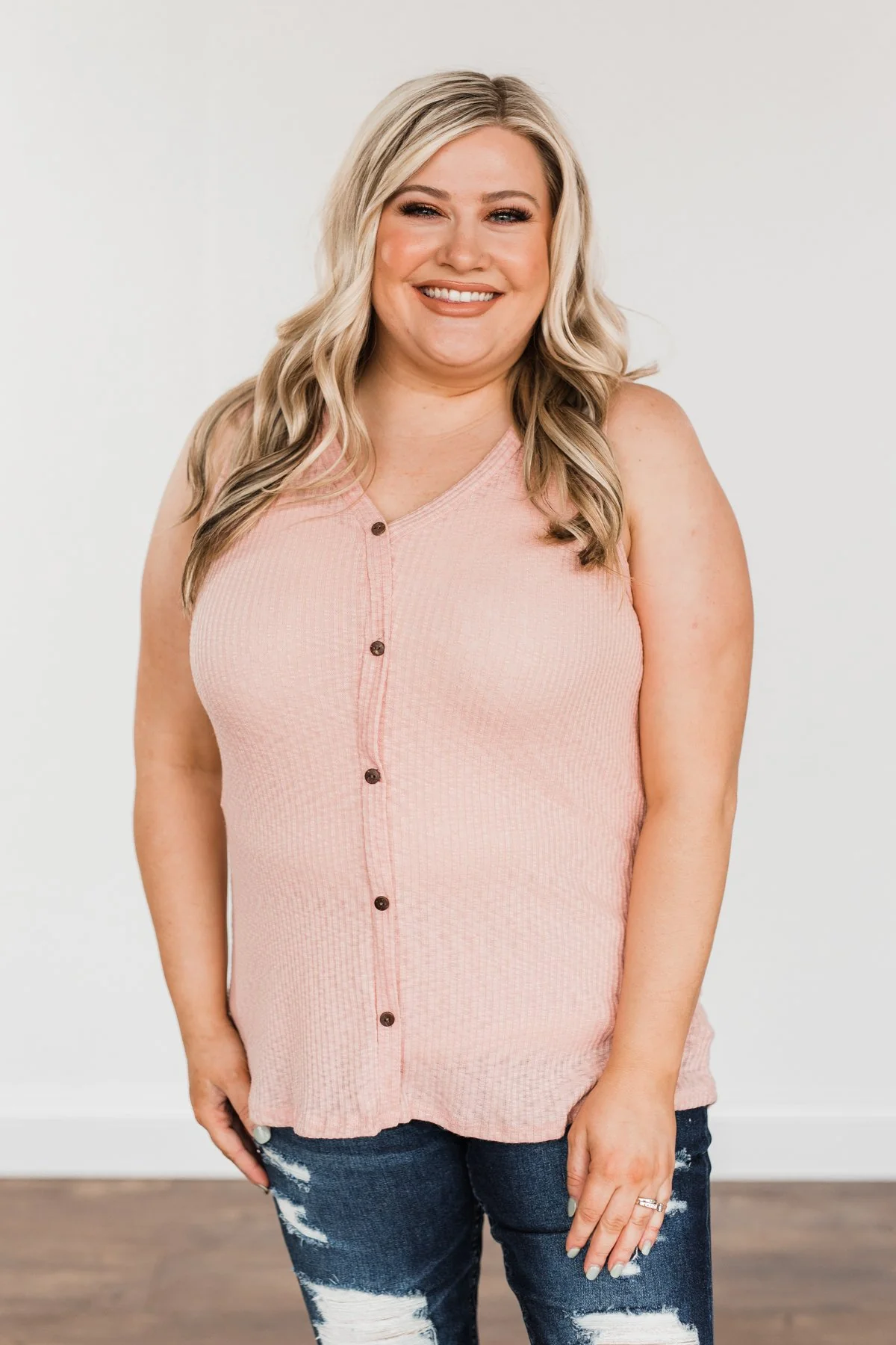 A Day To Remember V-Neck Tank Top- Dusty Peach - Image 5