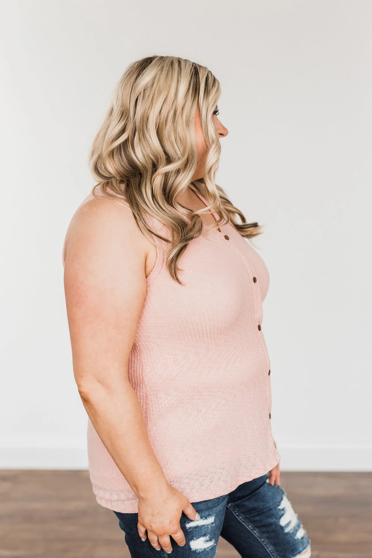 A Day To Remember V-Neck Tank Top- Dusty Peach - Image 7