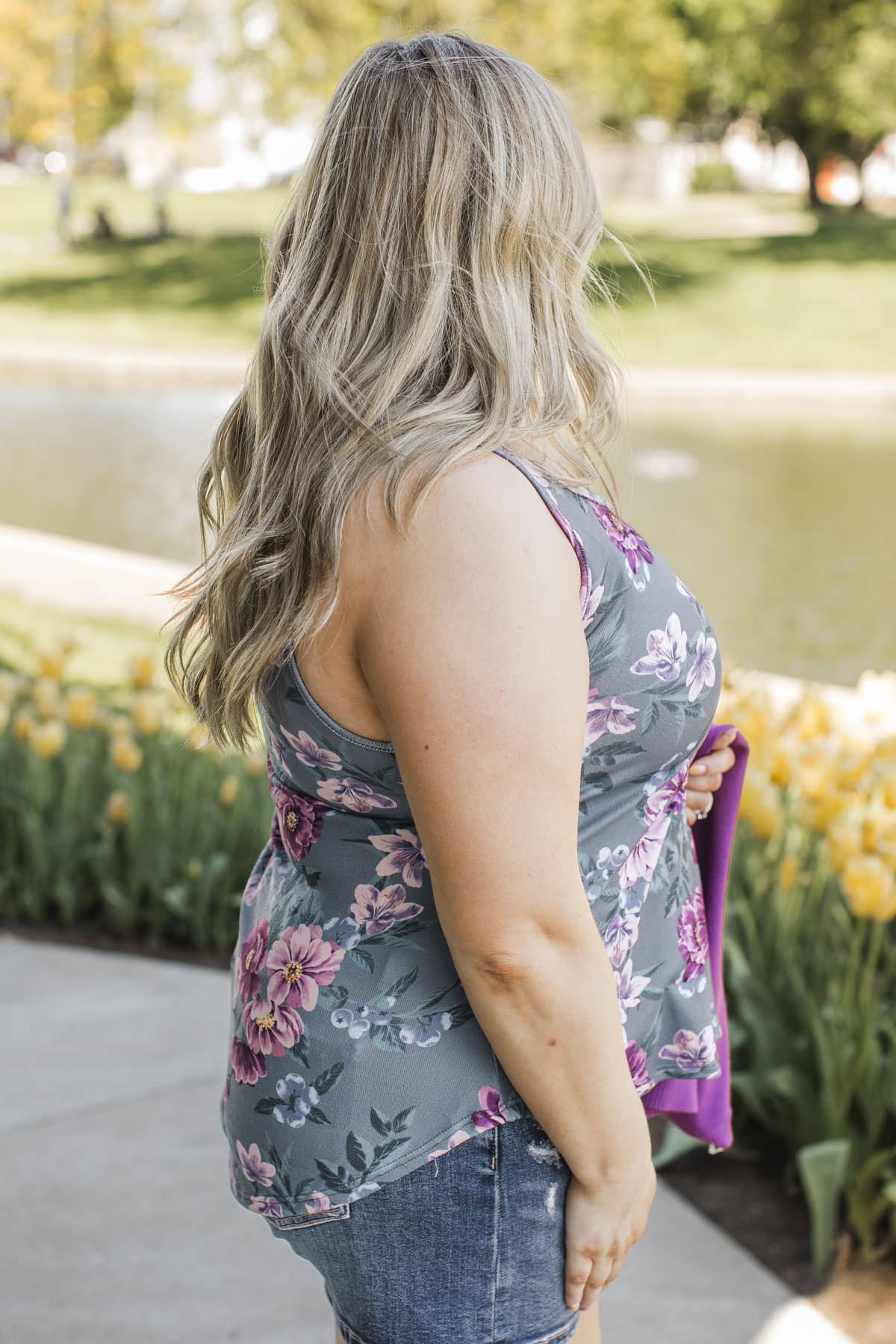 A Flower In Bloom Tank Top- Dark Grey - Image 6