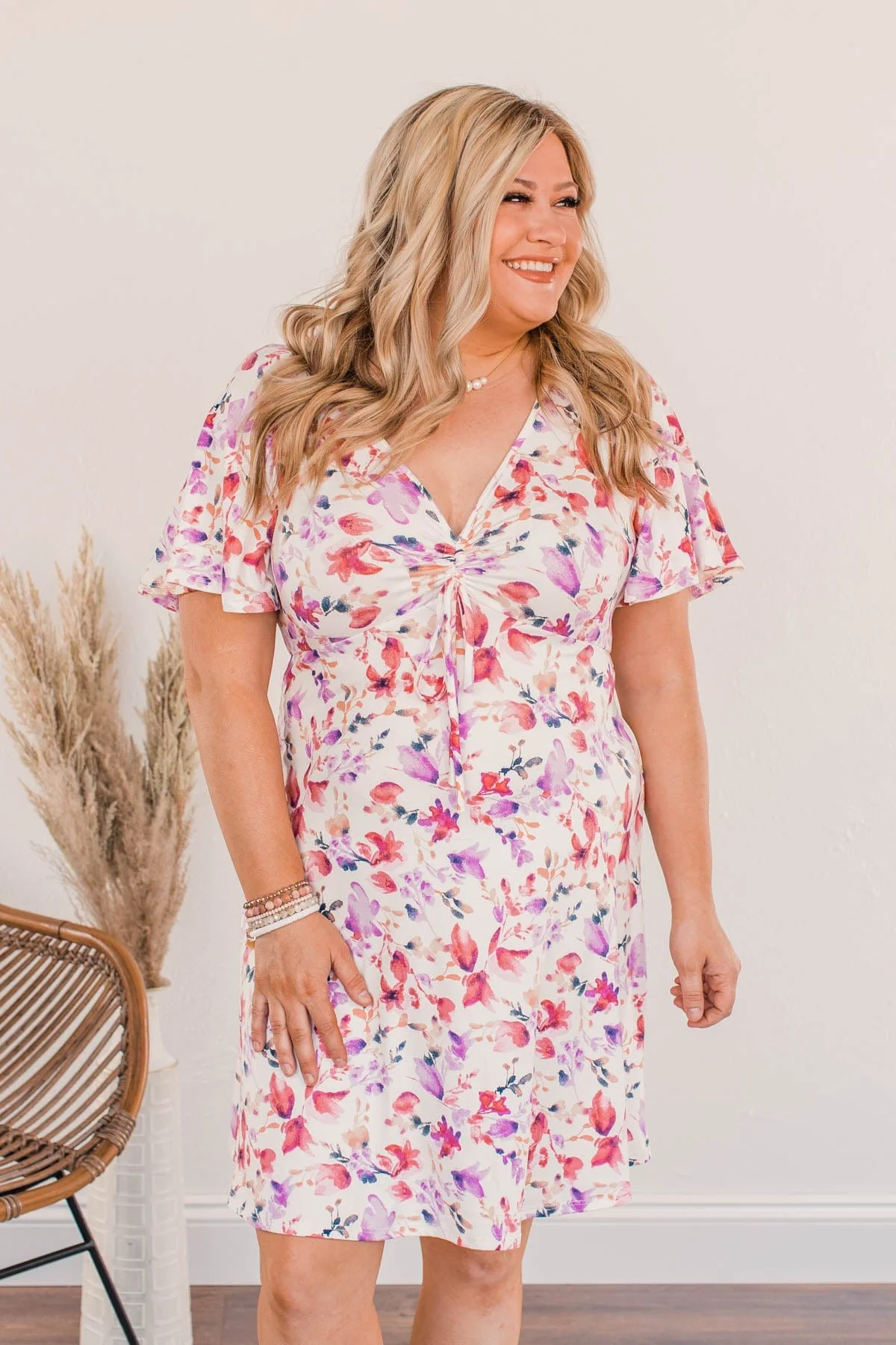 A Fresh Start Floral Dress- Ivory - Image 5