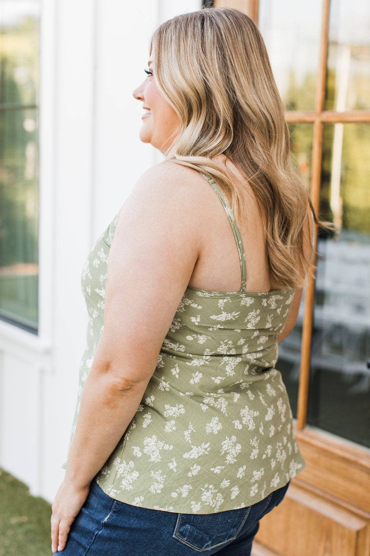A Fun Time Floral Tank Top- Moss Green - Image 7