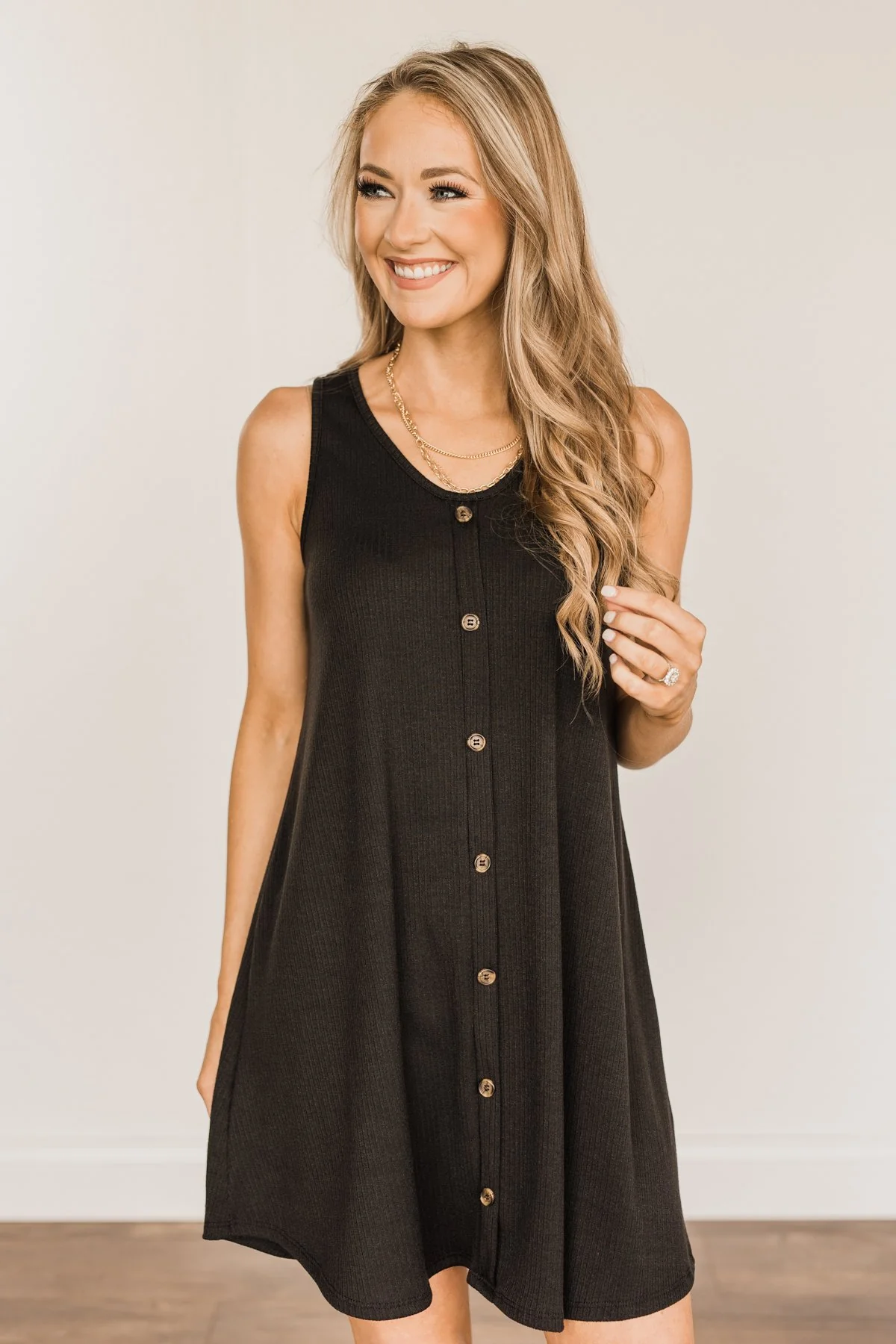 A Glorious Morning Ribbed Knit Dress- Black - Image 3