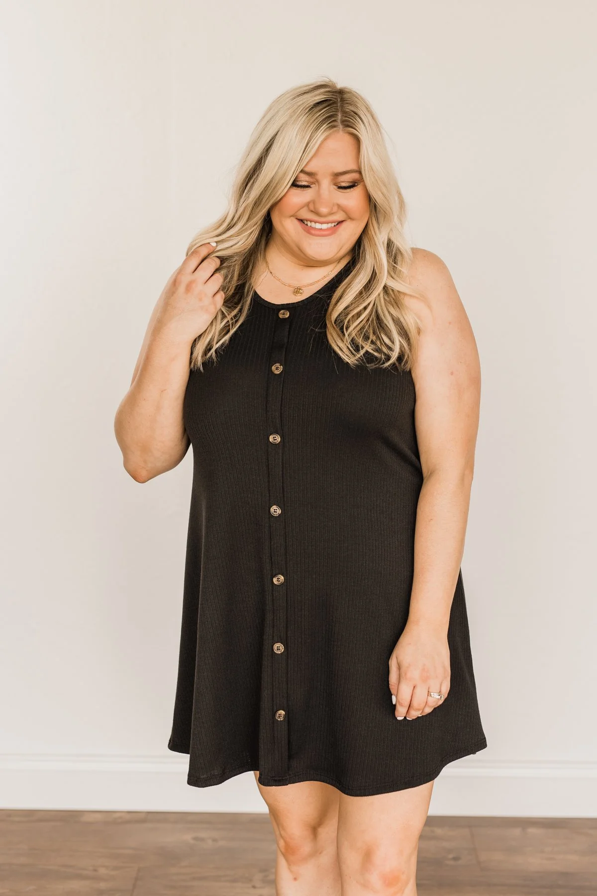 A Glorious Morning Ribbed Knit Dress- Black - Image 4