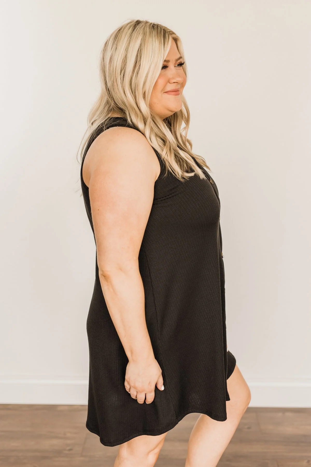 A Glorious Morning Ribbed Knit Dress- Black - Image 8