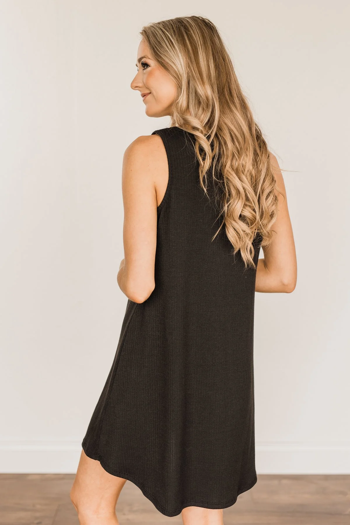 A Glorious Morning Ribbed Knit Dress- Black - Image 9