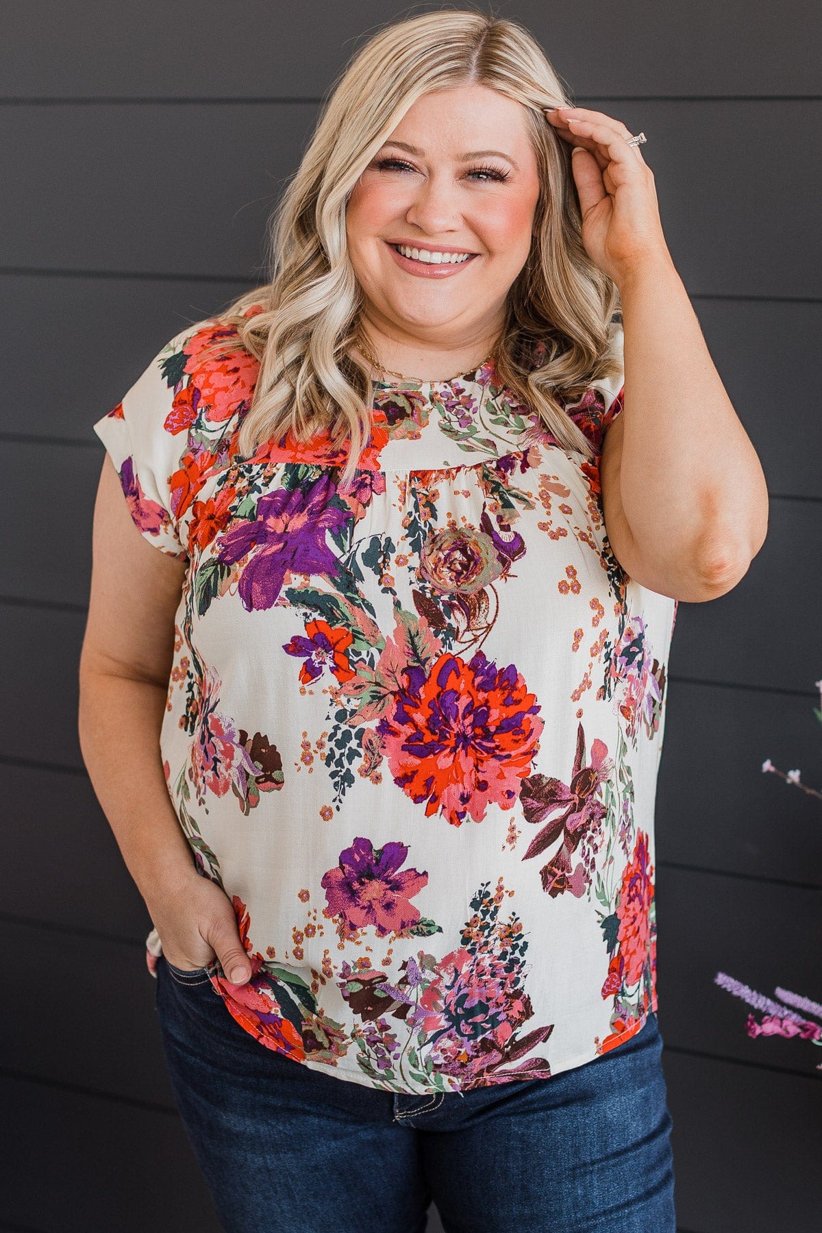 A Good Thing Floral Blouse- Ivory - Image 2