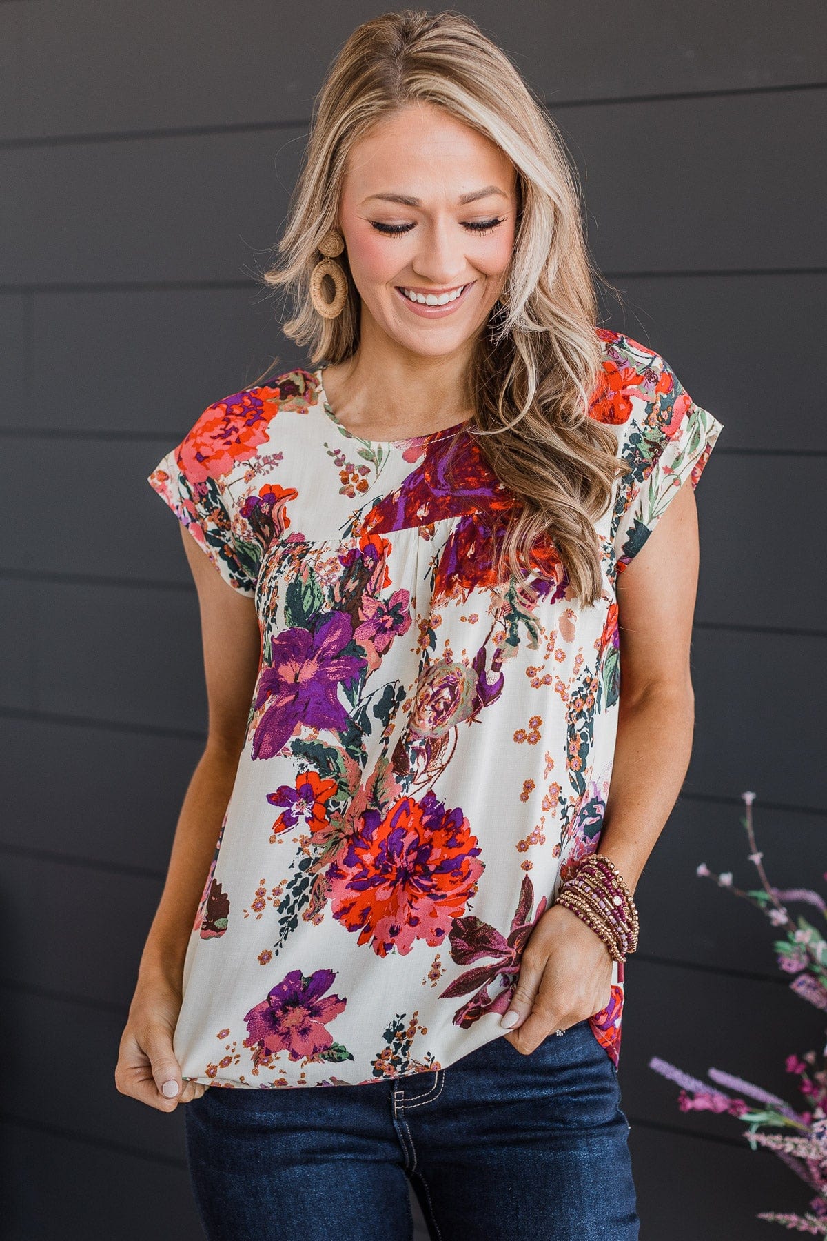 A Good Thing Floral Blouse- Ivory - Image 5