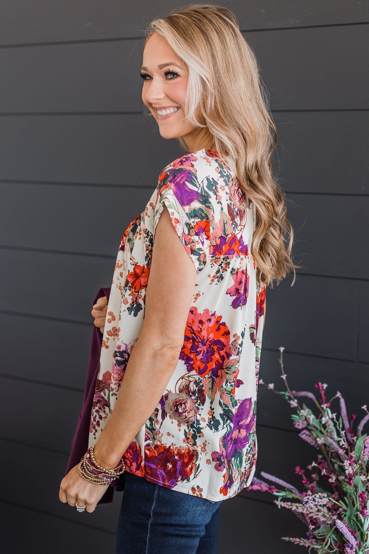 A Good Thing Floral Blouse- Ivory - Image 7