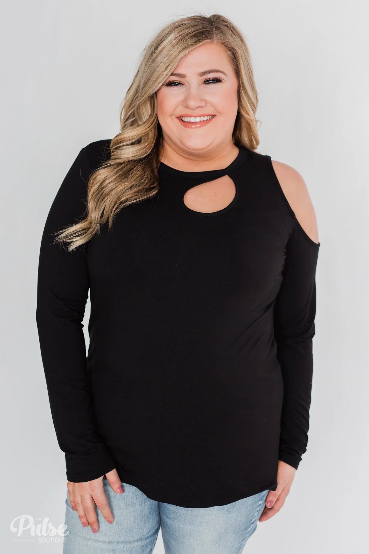 A Little Something Cold Shoulder Top- Black - Image 11