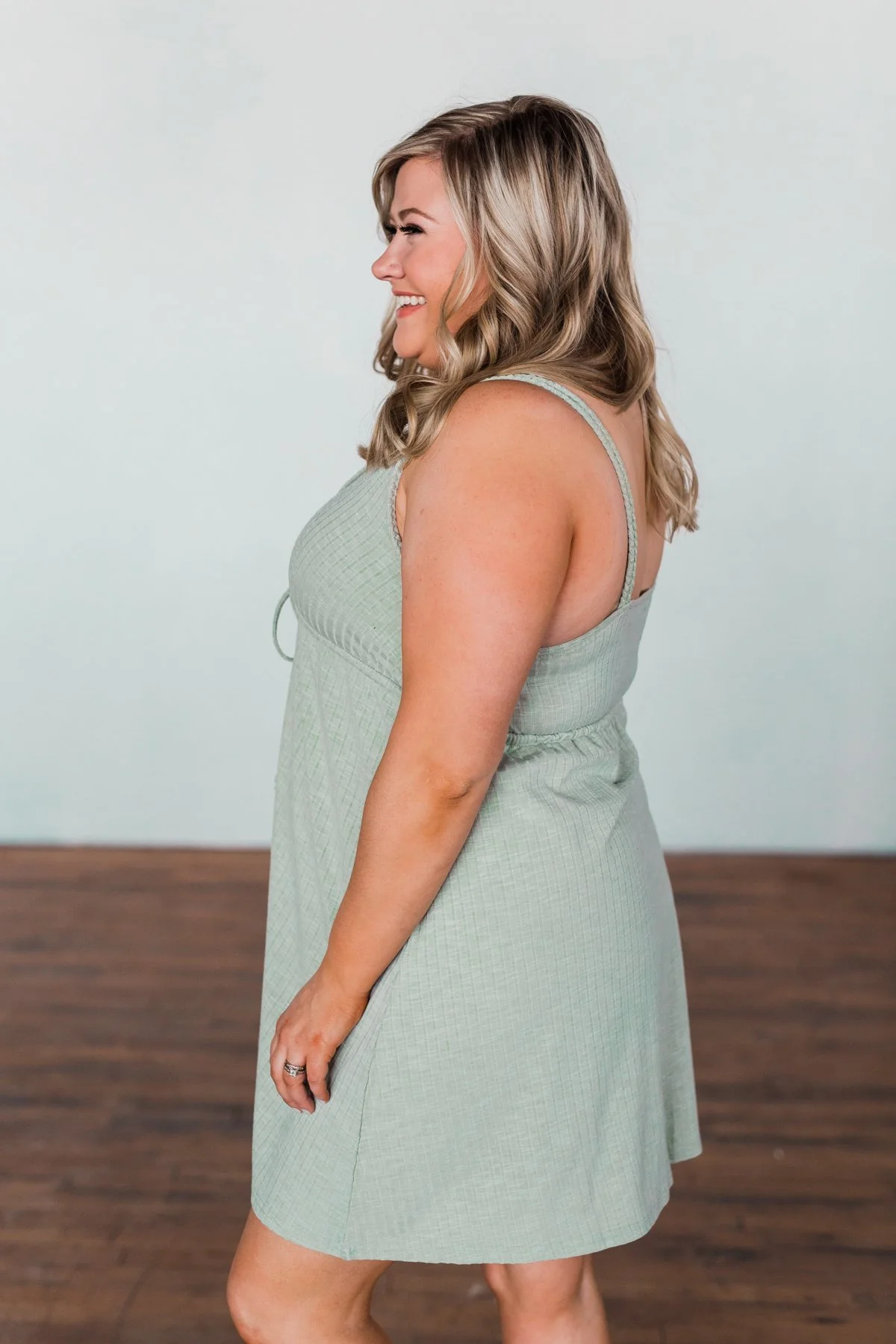 A Little Too Late V-Neck Dress- Sage - Image 10