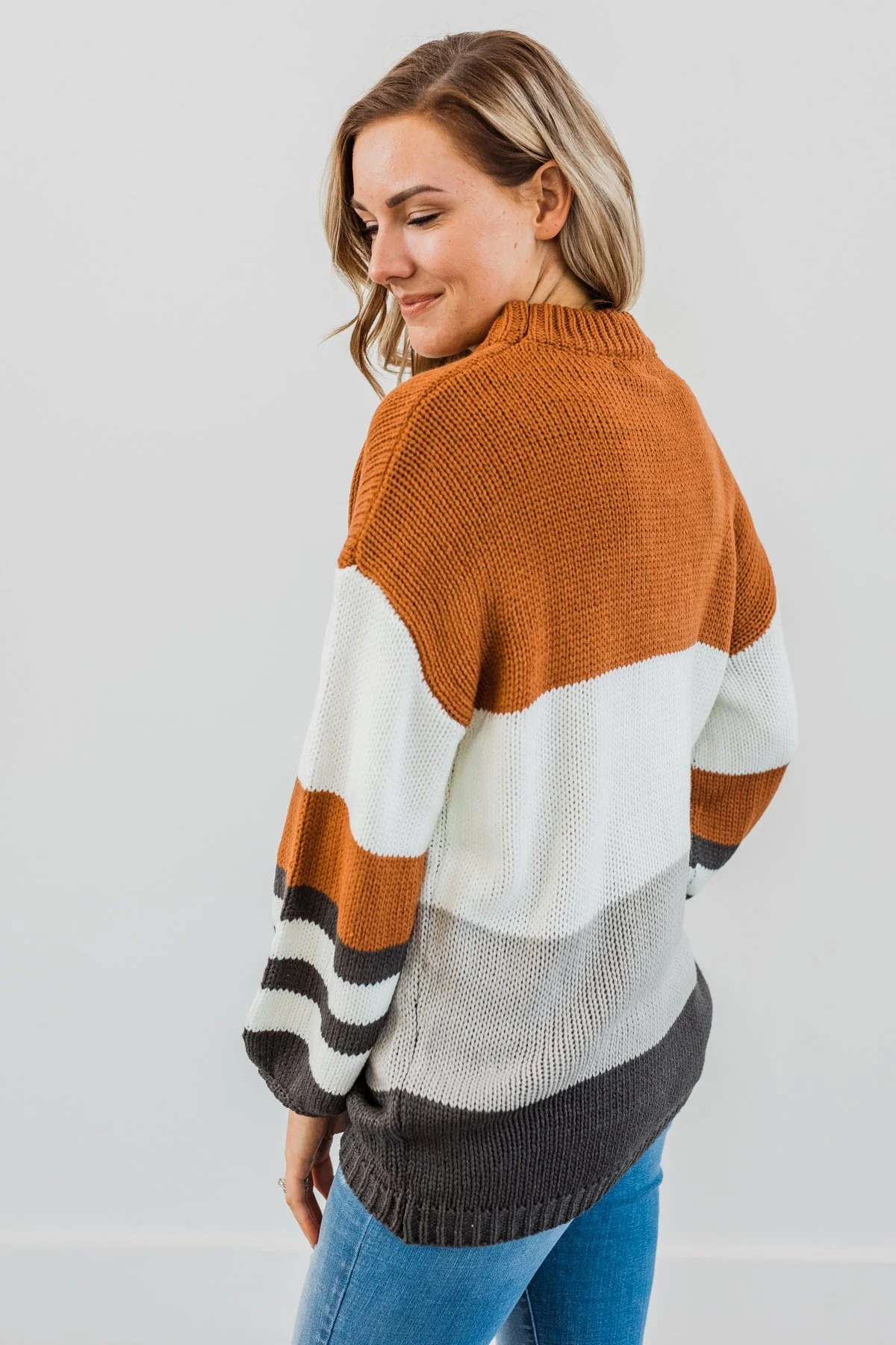 A Moment In Time Color Block Sweater- Camel - Image 12