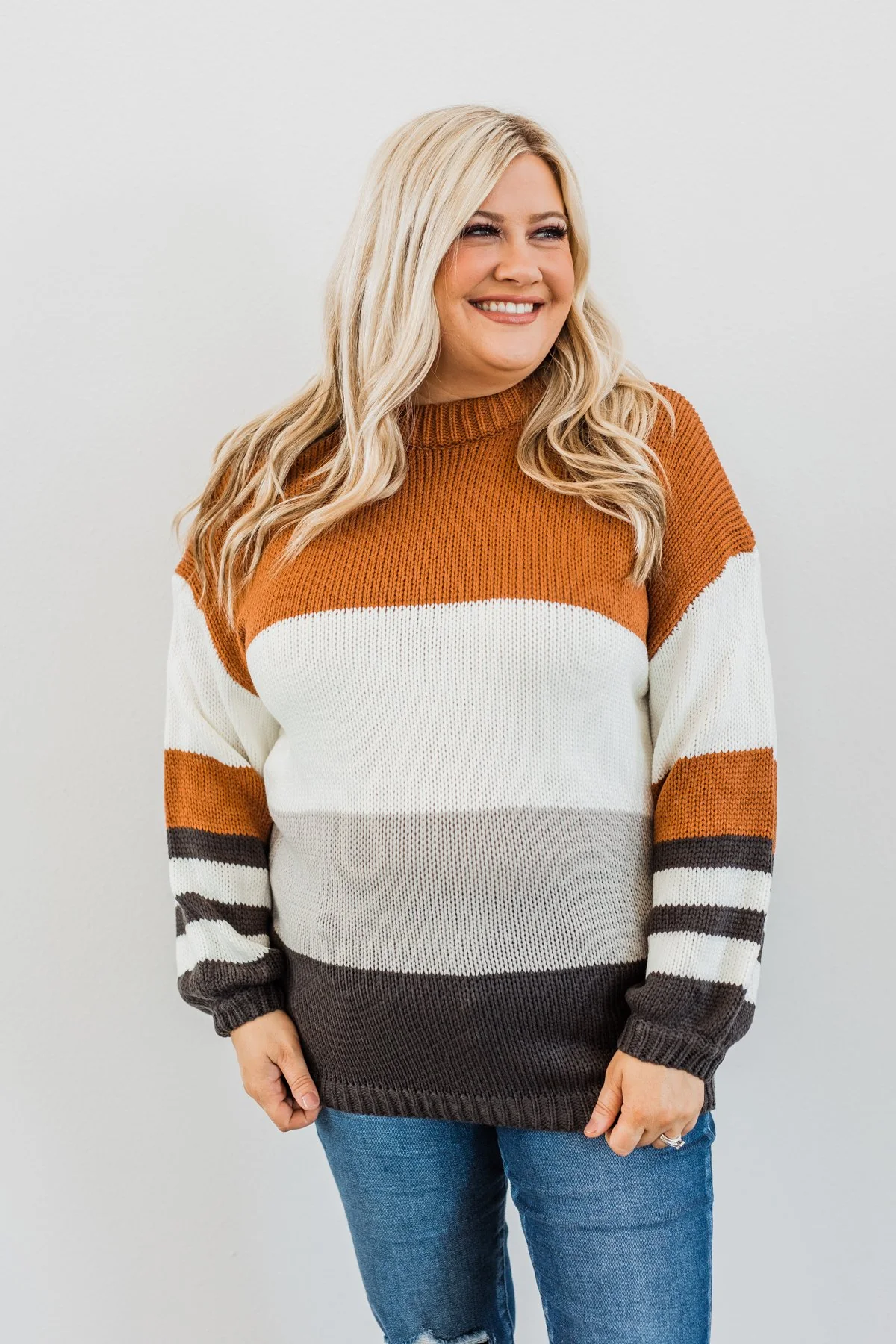 A Moment In Time Color Block Sweater- Camel - Image 17