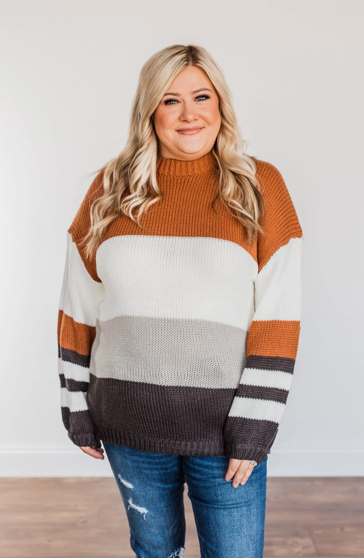 A Moment In Time Color Block Sweater- Camel - Image 5