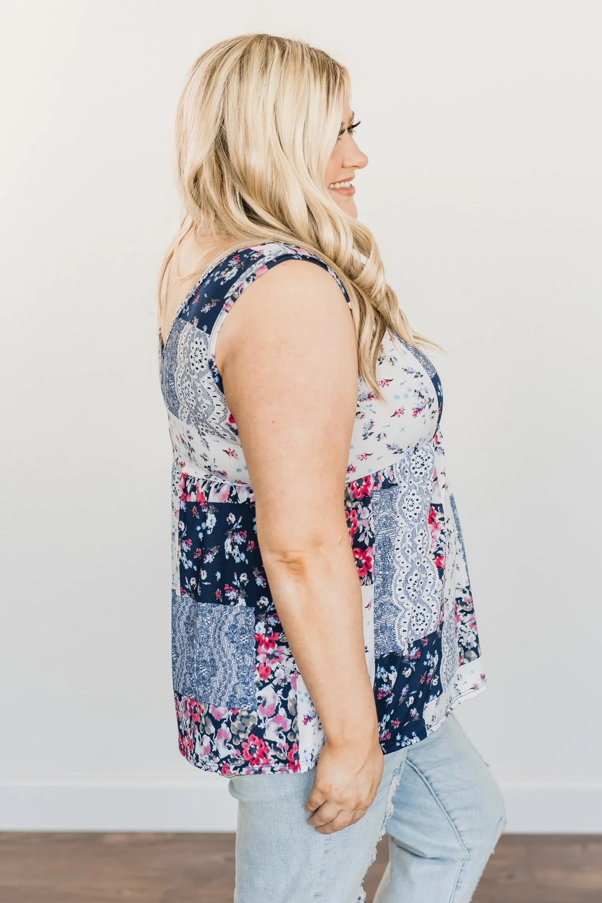A Moment To Treasure Floral Tank Top- Navy & Ivory - Image 10