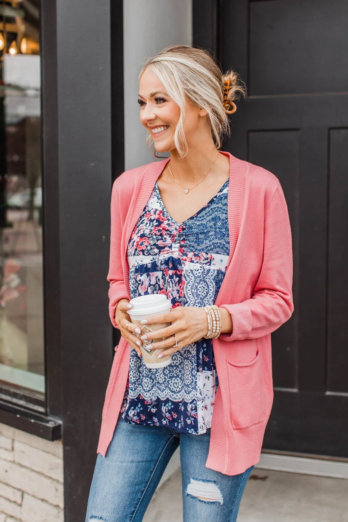 A Moment To Treasure Floral Tank Top- Navy & Ivory - Image 7