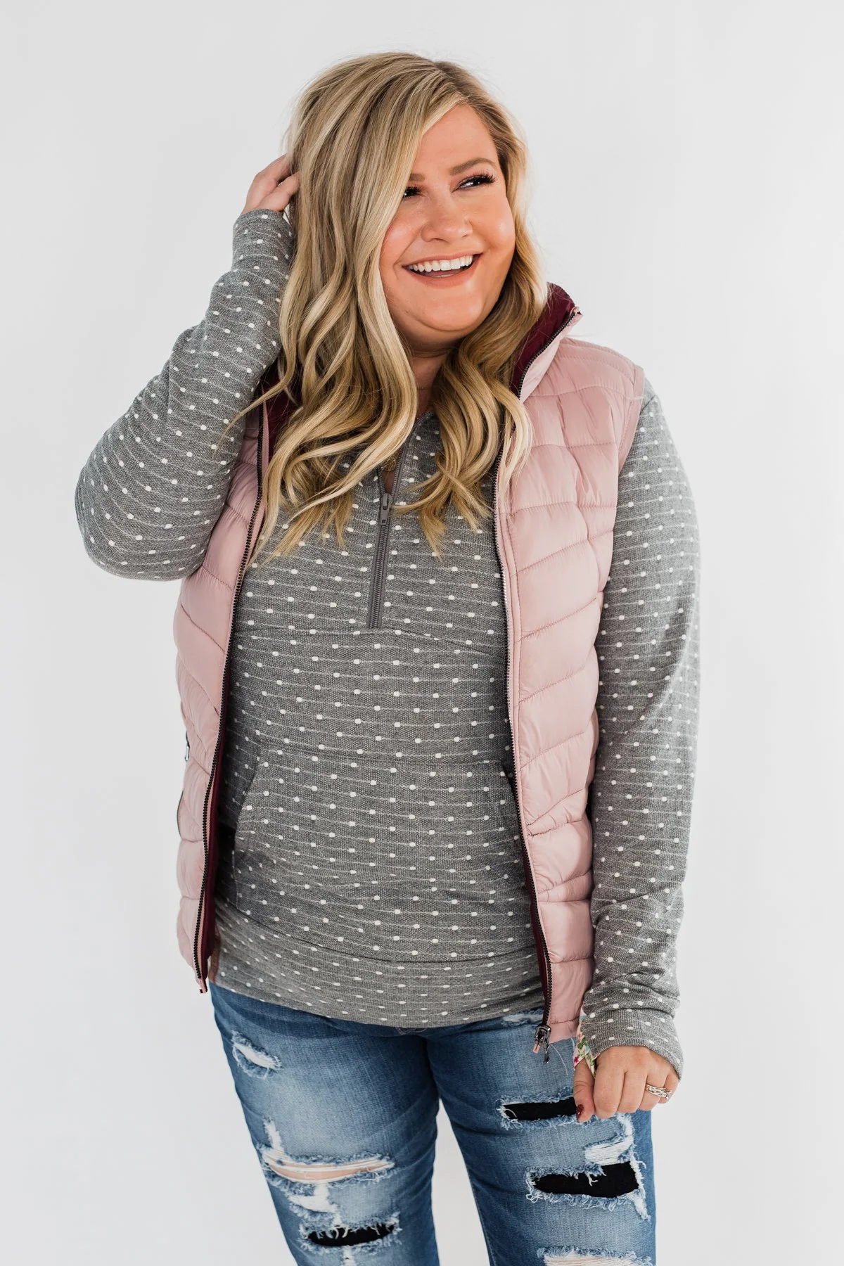 A New Journey Reversible Vest- Blush & Burgundy - Image 6