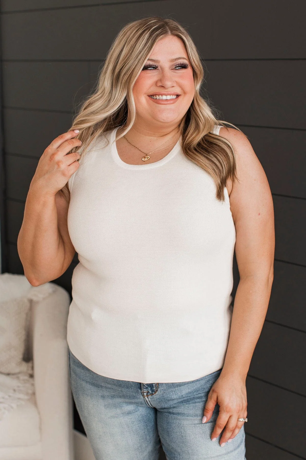 A Perfect Day Ribbed Knit Tank Top- Ivory - Image 3
