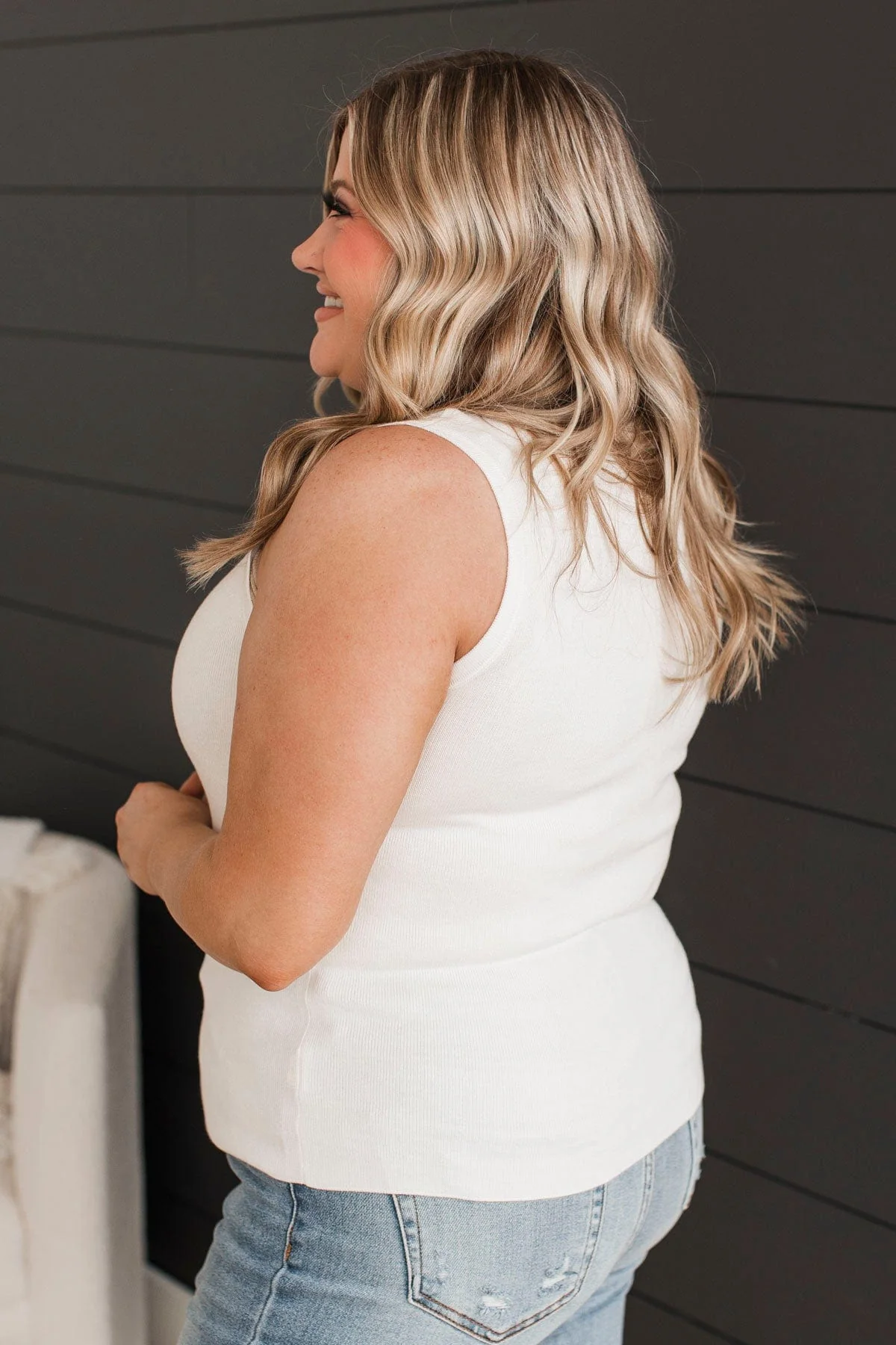 A Perfect Day Ribbed Knit Tank Top- Ivory - Image 6