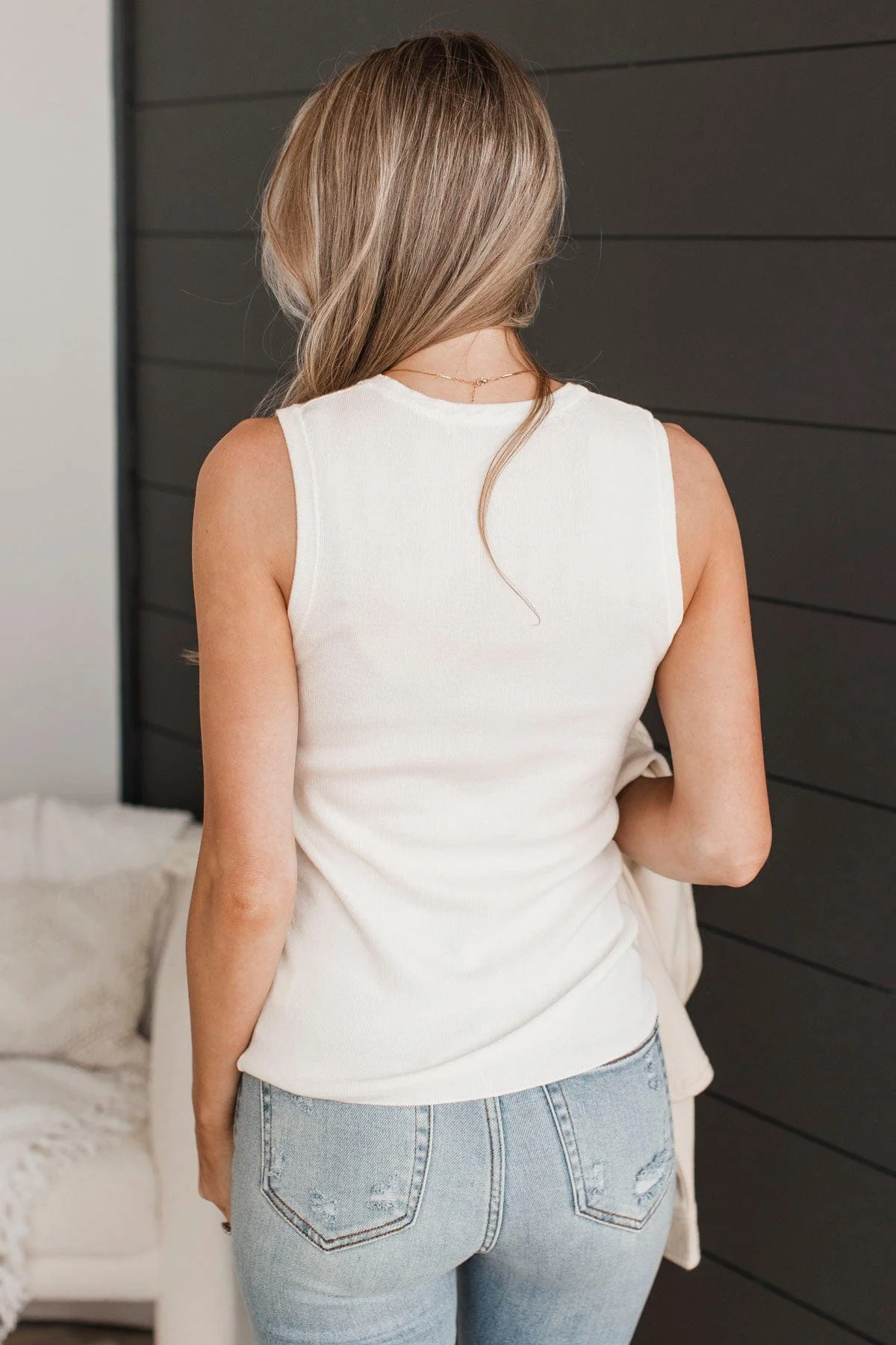 A Perfect Day Ribbed Knit Tank Top- Ivory - Image 7
