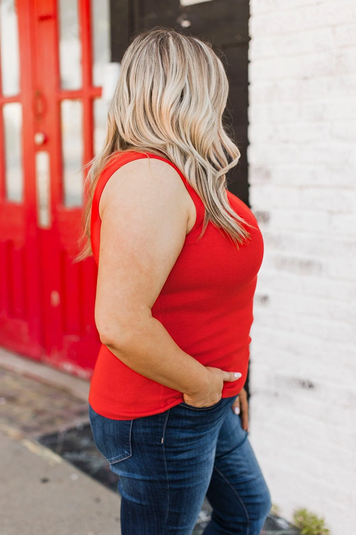 A Perfect Day Ribbed Knit Tank Top- Tomato - Image 6