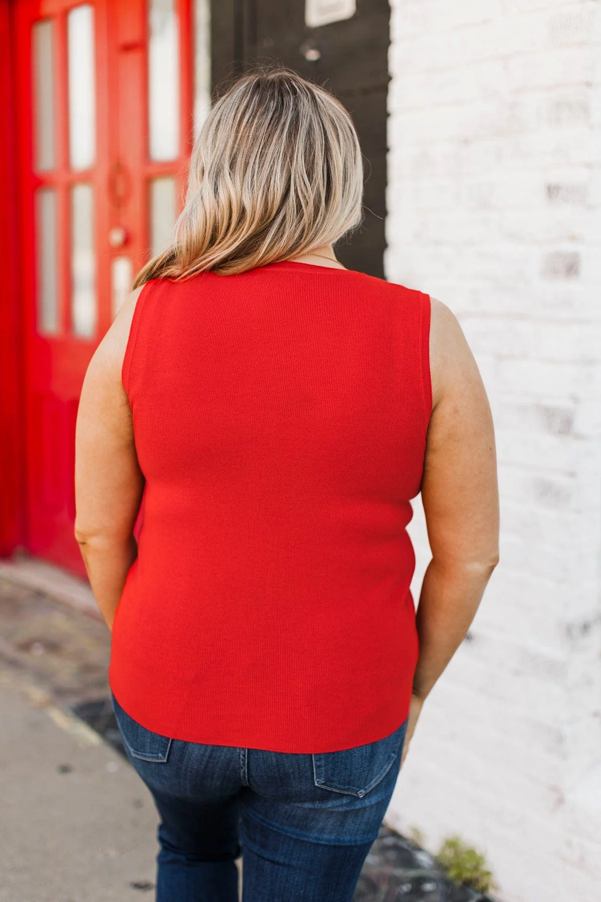 A Perfect Day Ribbed Knit Tank Top- Tomato - Image 7