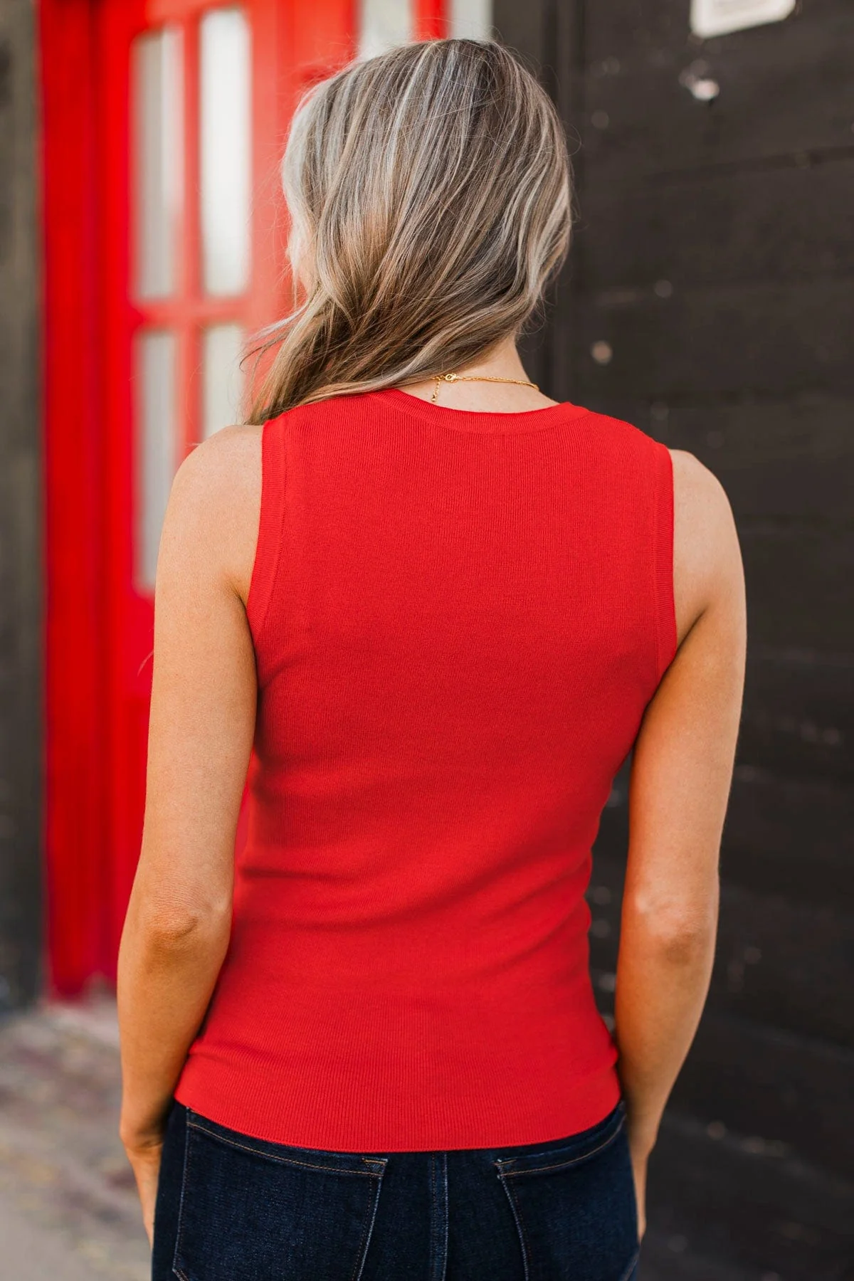 A Perfect Day Ribbed Knit Tank Top- Tomato - Image 8