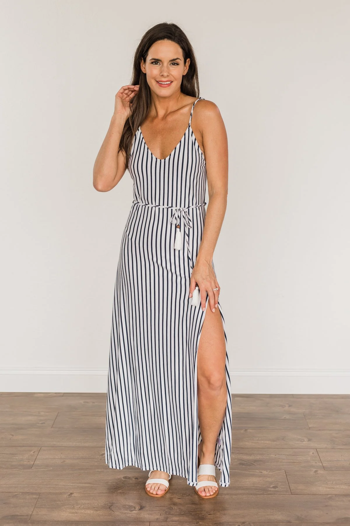A Perfect Paradise Maxi Dress- Ivory & Navy - Image 2