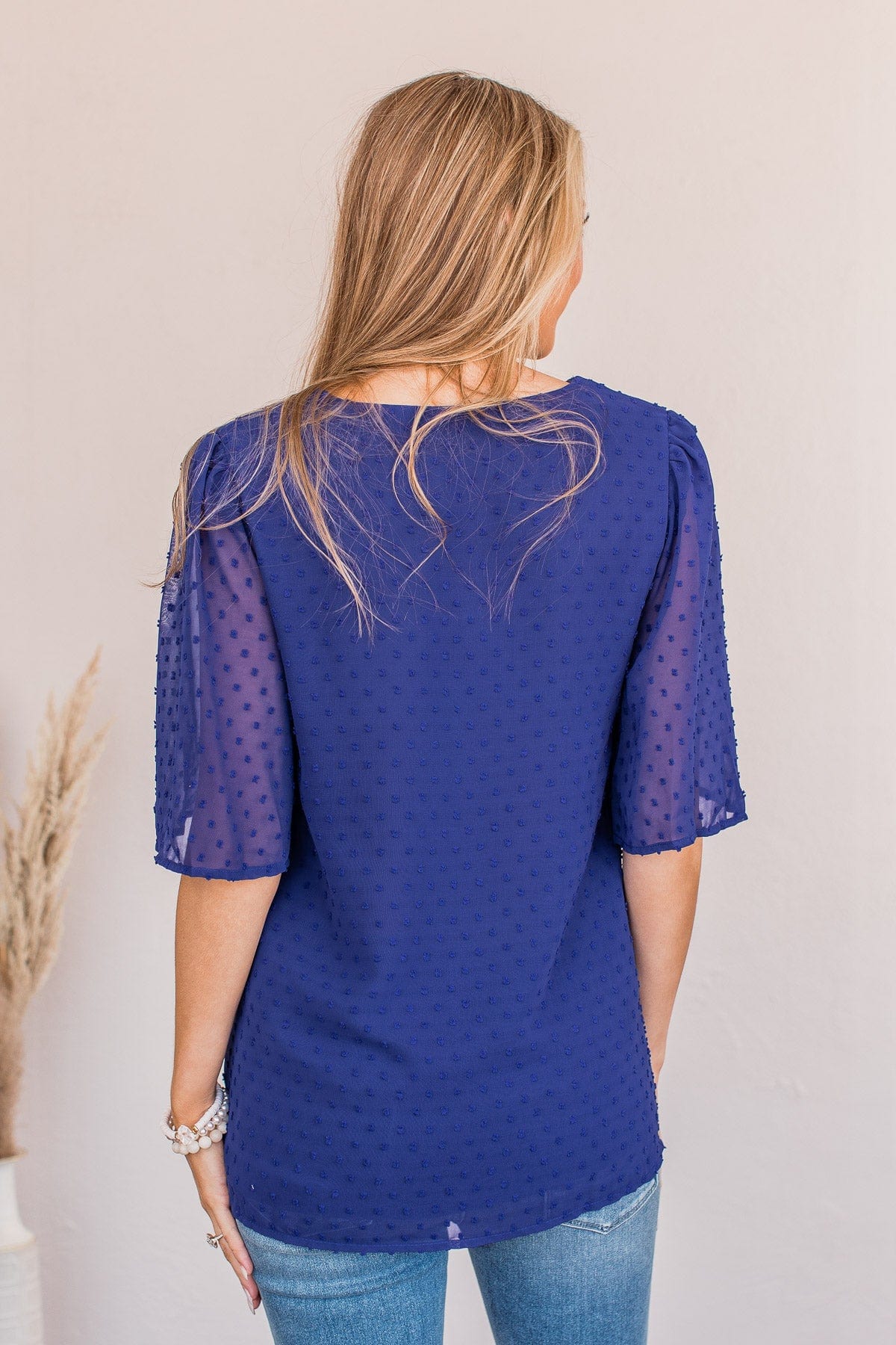 A Piece Of Me Swiss Dot Blouse- Royal Blue - Image 8