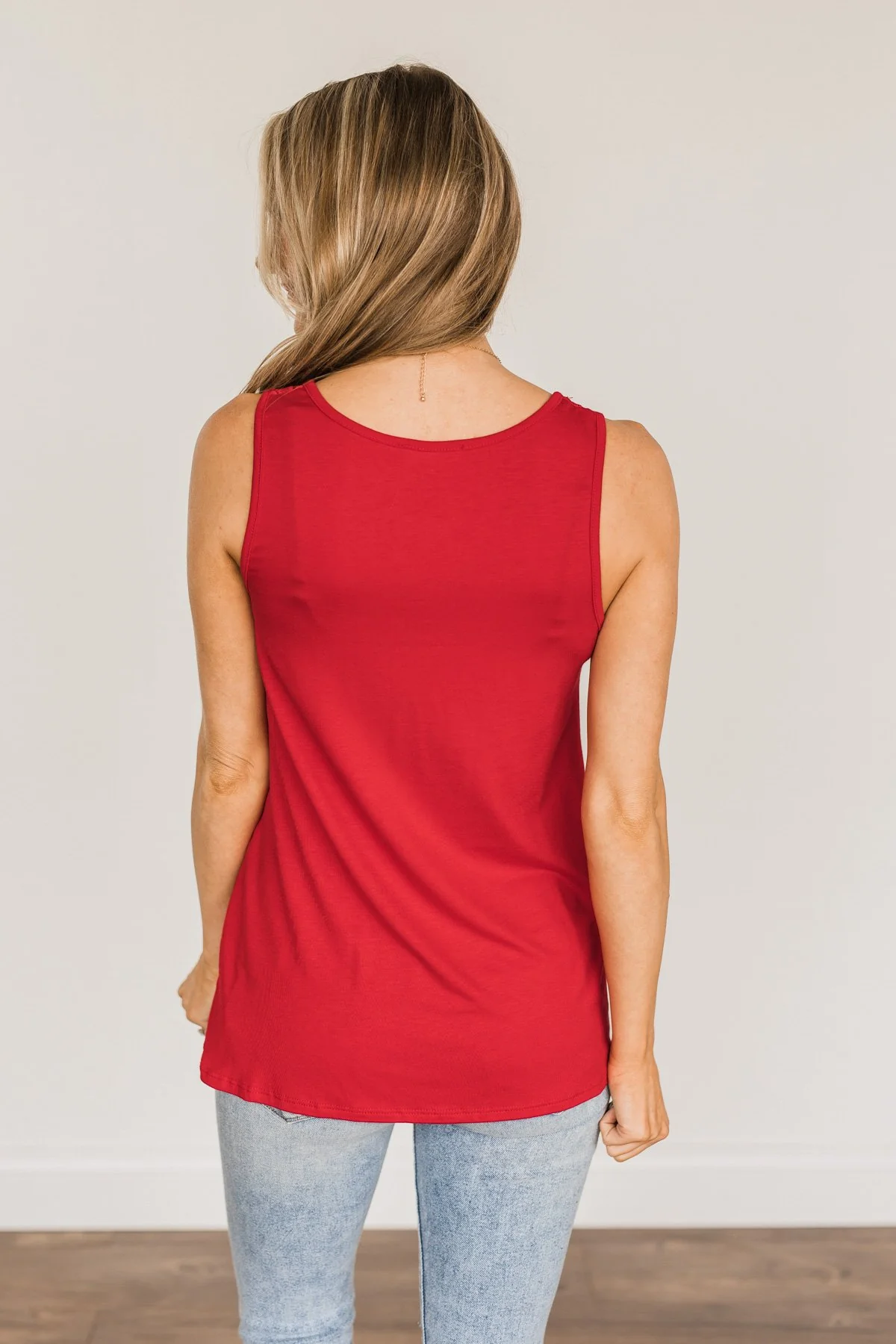 A Shining Moment Lace Tank Top- Red - Image 12