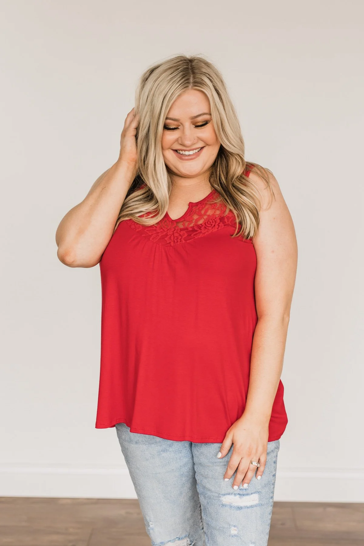 A Shining Moment Lace Tank Top- Red - Image 6