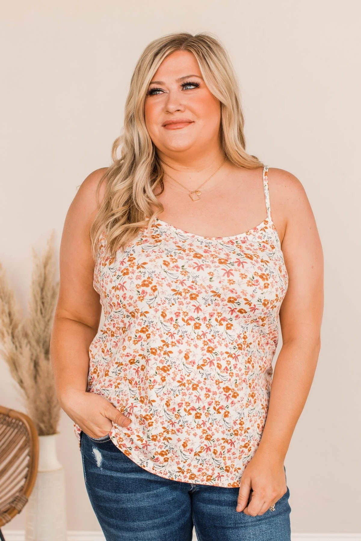 A Touch Of Beauty Floral Tank- Ivory - Image 3