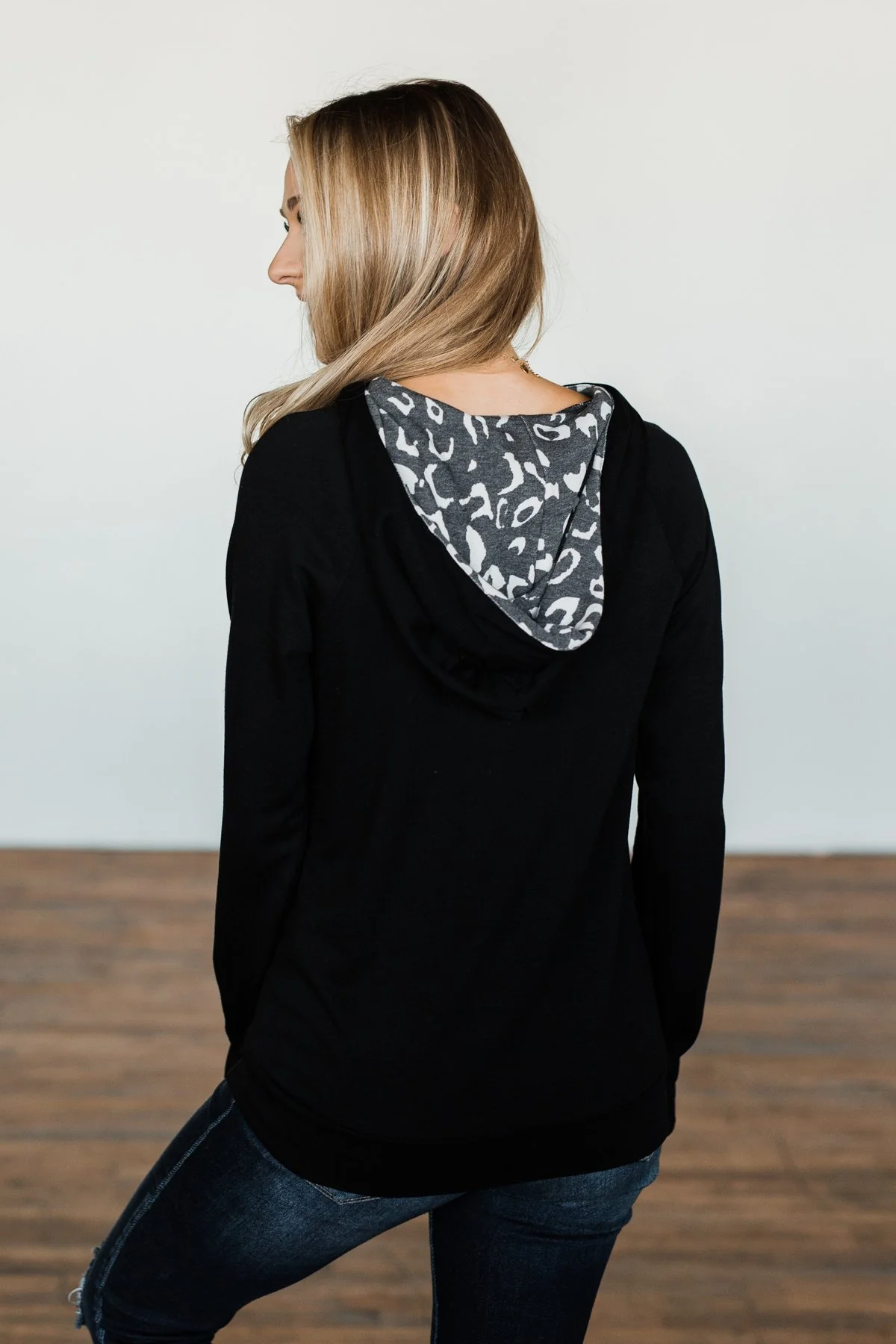 A Wild Life Leopard Hoodie- Black & Charcoal - Image 10