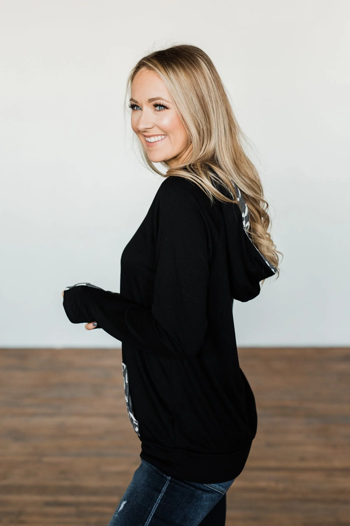 A Wild Life Leopard Hoodie- Black & Charcoal - Image 9