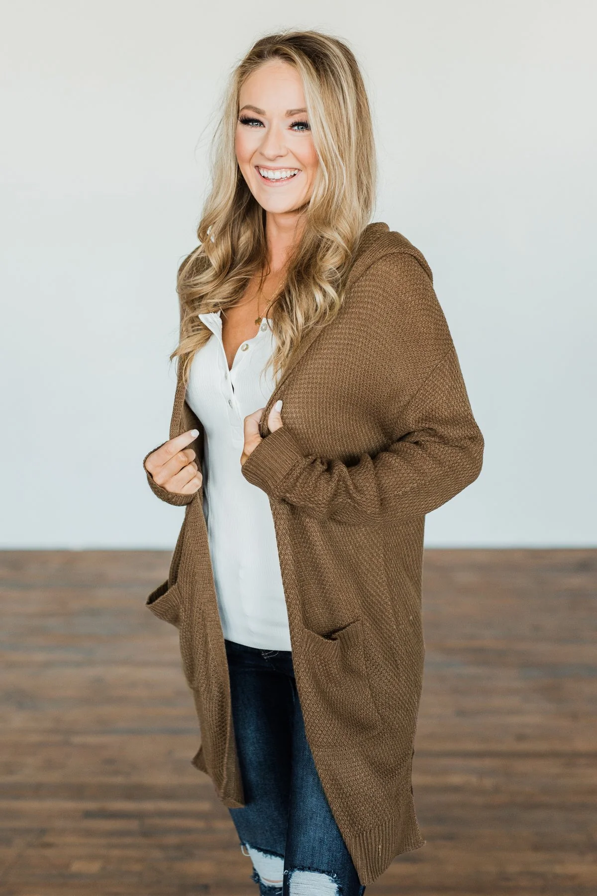 A Wish Come True Hooded Cardigan- Chocolate - Image 4