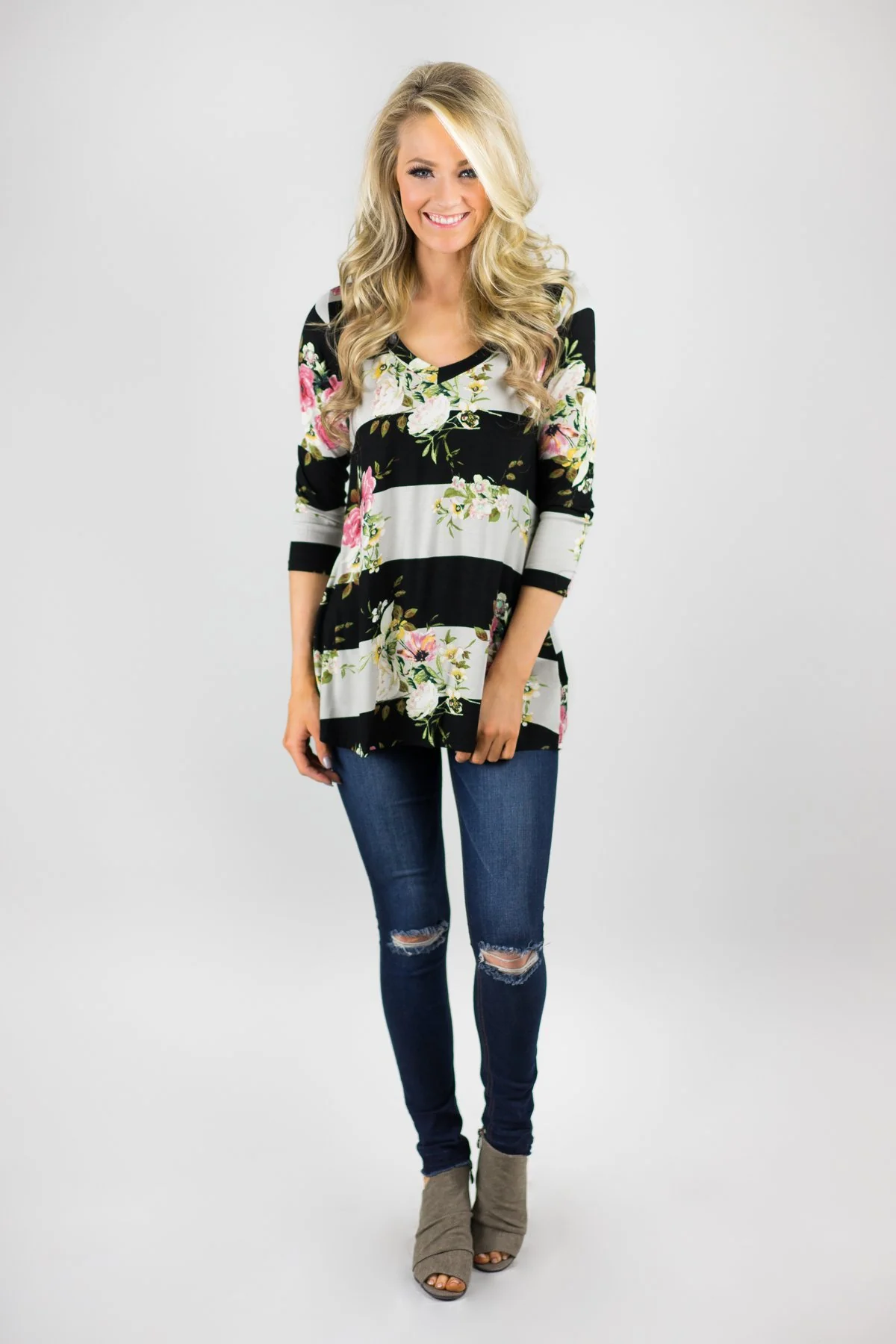 About Time 3/4 Sleeve Floral Top - Image 2