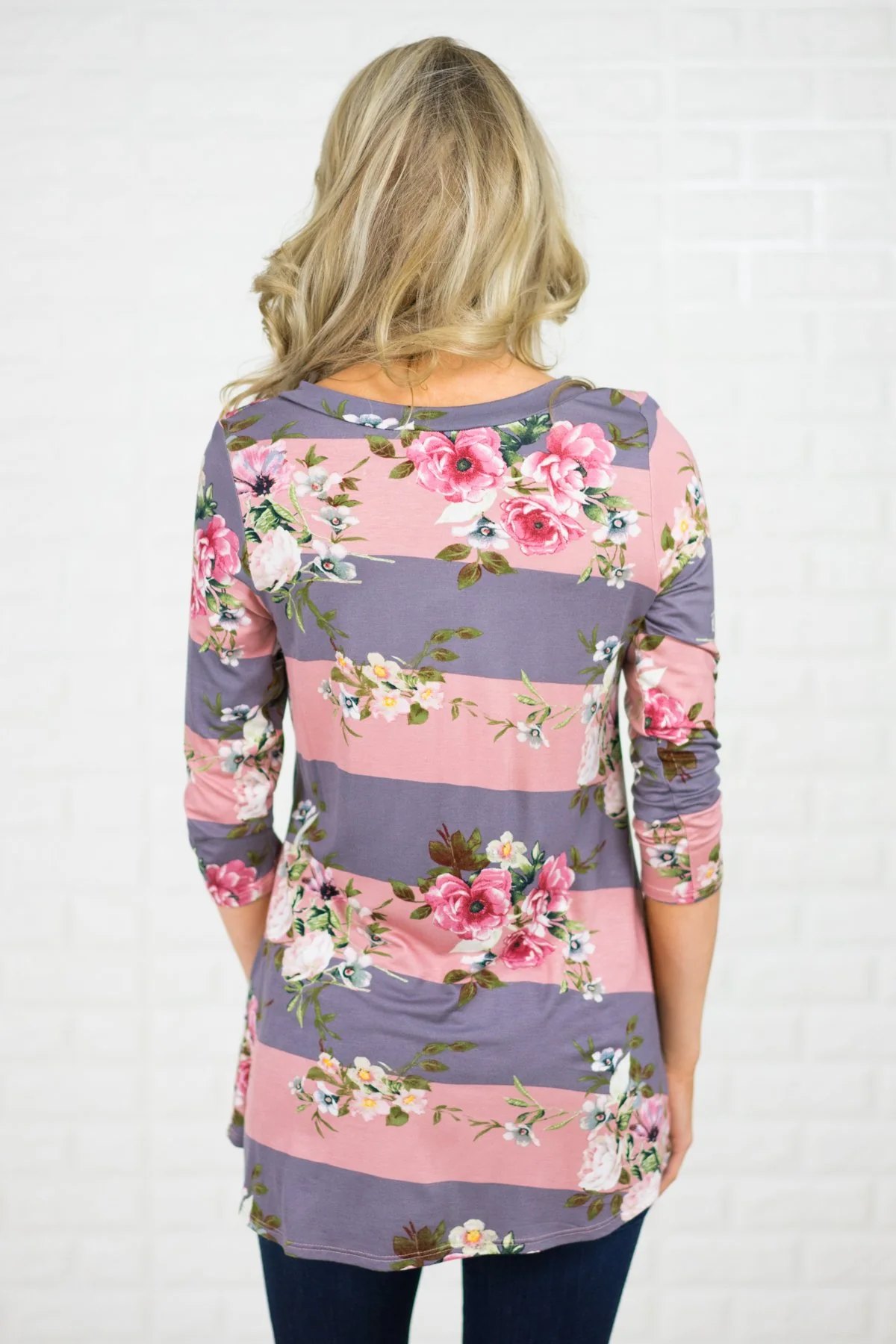 About Time 3/4 Sleeve Floral Top - Pink - Image 5