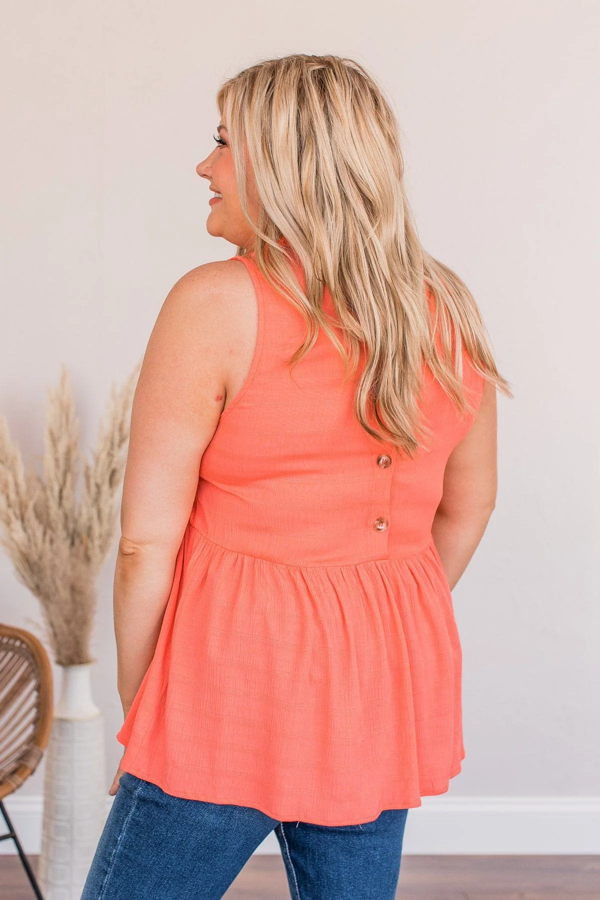 About To Get Good Peplum Tank- Coral - Image 8
